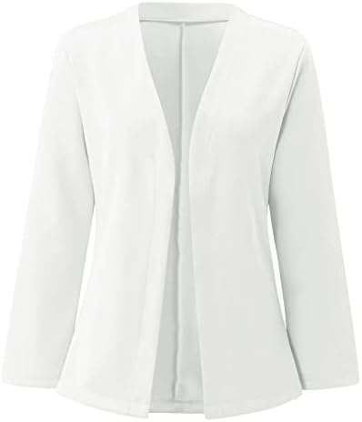Работна канцеларија блејзер костум јакна солидна палто костум јакна елегантна долга ракав деловна канцеларија палто кардиган формална блуза јакна бела