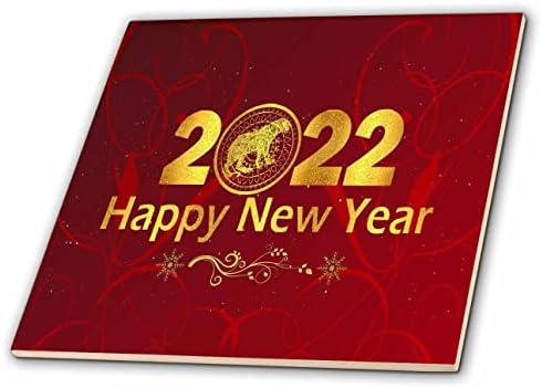 3дроза Слика На Дизајнот На Тигар На Нула од 2022 Година, Среќна Нова Година, Злато На Црвени Плочки