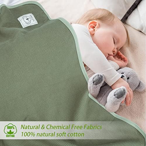 Бебе ќебе за хомиритар за момчиња или девојчиња 3Д меки нејасно ќебе и памучно вафли бебе ќебе зелено