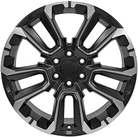 OE Wheels LLC 22 инчи бандажи одговара на Silverado Sierra Tahoe приградски Јукон Ескаладе Cv68 22x9 сатенски црни мелани тркала Гудјеар орел гуми