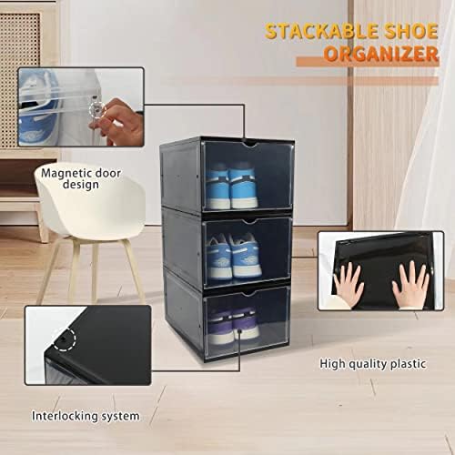 HRRSAKI 8 кутија за складирање на чевли за пакувања, капки предни кутии за чевли, кутија за чевли чиста пластична стабилна кутија