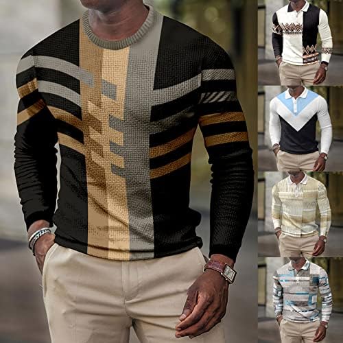 Мажи мода тенок пулвер, џемпер на отворено, обична кошула јака од врвот за дишење уникатна блуза со 3D печатено копче