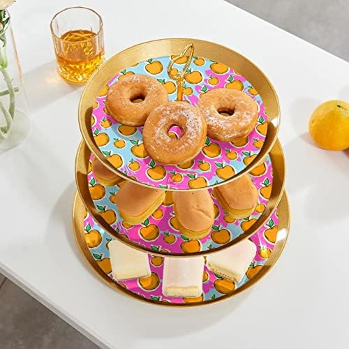 3-часовен штанд за кекс со зреење на овошје Партии за храна, приказ на овошје десерт чинија за украсување за свадба, настан, роденден