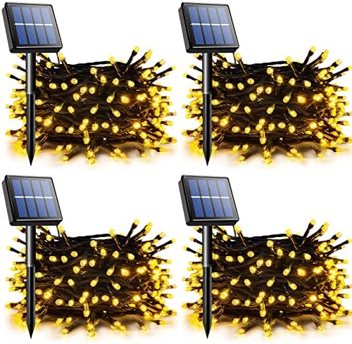 Тианг Соларни Стринг Светла, 144ft x 4 Пакет Вкупно 400 LED 8 Режими Кул Бела Соларна Низа Надворешни Светла, Водоотпорна Соларна