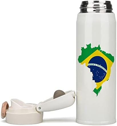 Бразил мапа со знаме на знамето со вода од не'рѓосувачки челик Изолиран спортски чаша за кампување за патувања на отворено 350 мл