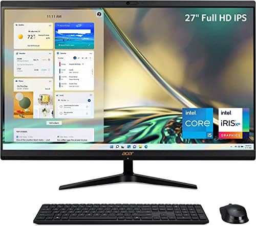 Acer 2023 27-инчен FHD IPS All-in-One AIO десктоп компјутер Intel 4-Core I5-1235U IRIS XE Graphics 32GB DDR4 RAM 1TB SSD WiFi AX BT RJ45