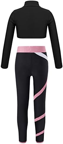 Zdhoor девојки долги ракави врвови и атлетски хеланки Деца 2 парчиња активна облека поставена вештачка спортска вежби за вежбање облека