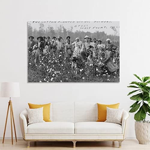 Бели разделувачи и црни работници во памучните полиња wallидни уметности гроздобер црно -американски фотографии платно постери