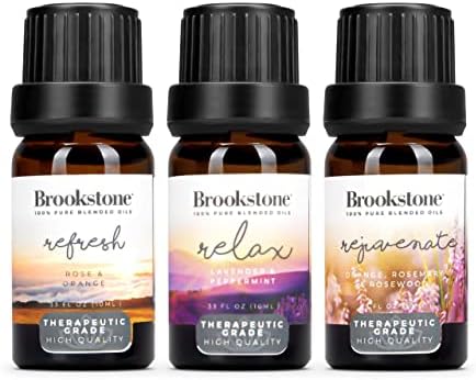 Колекција на бања за есенцијално масло од Брукстон | Органско есенцијално масло сет за дифузер за ароматерапија, масло за масажа и мириси