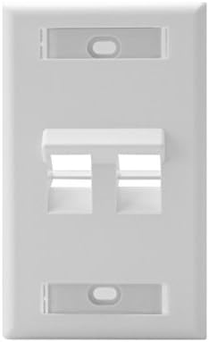 Левитон 42081-2WS 2-порта Angled QuickPort wallиден плоча со ID прозорци, бела