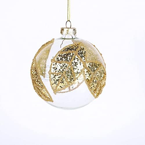 Nc 圣诞 装饰品 金 色 圆形 透明 玻璃球 装扮 圣诞树 挂饰 橱窗 吊饰