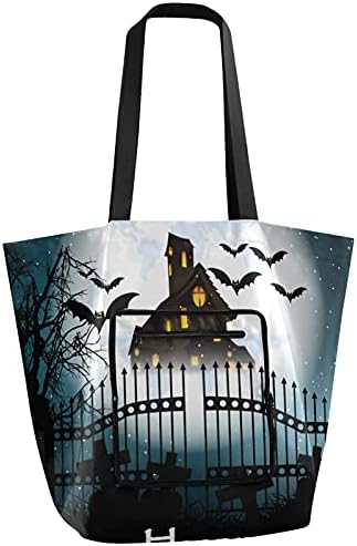 Pumkin Jack O 'Lantern Среќен Ноќта на вештерките што може да се преклопи рамената торба за еднократна употреба на намирници, тешка школа торба торба за торба за работа за ра?