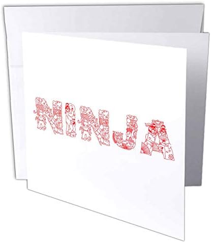 3дроза Нинџа Уникатен Декоративен Текст во линија-црвено На Бело-Честитка, 6 на 6-инчен