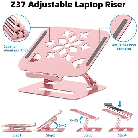 Стенд за лаптоп, штанд за лаптоп за биро, прилагодлив ергономски лаптоп кревач, преносен алуминиумски легура компјутер штанд за лаптоп,