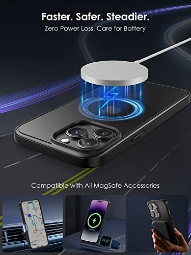 СУПЕРОН Магнетно Куќиште за Iphone 14 Pro Max Случај, [Заштита Од Воено Одделение &засилувач; Компатибилен Со MagSafe] Тенок Проѕирен