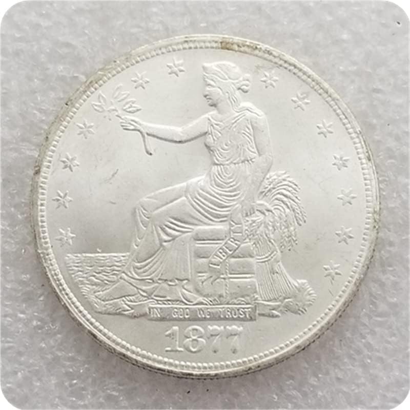 Антички Занаети Американски Монета 1877 - Стр Седи Цвет Странски Комеморативна Монета Сребрена Долар
