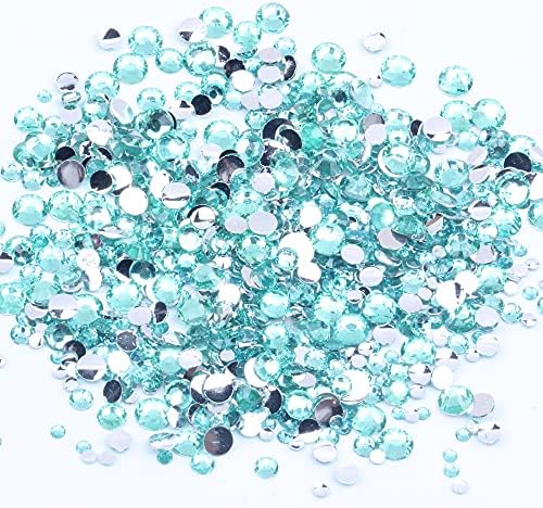 Aquamarine Color Nonthfix смола од смола Rhinestones 2-6mm Имитација на аспекти Лепак на дијаманти DIY нокти Арт Телефон Снабдувања -