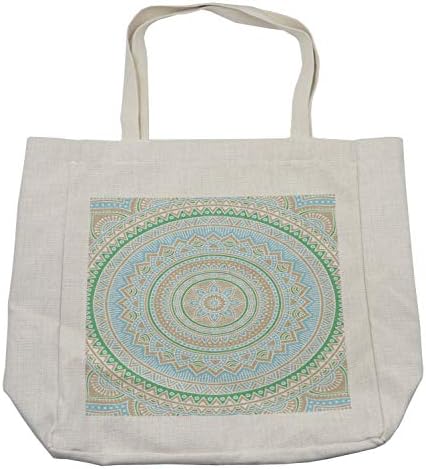 Торба за купување торба за мандала Амбесон, ориентален мотив украс во пастелни тонови илустрација, еко-пријателска торба за еднократно