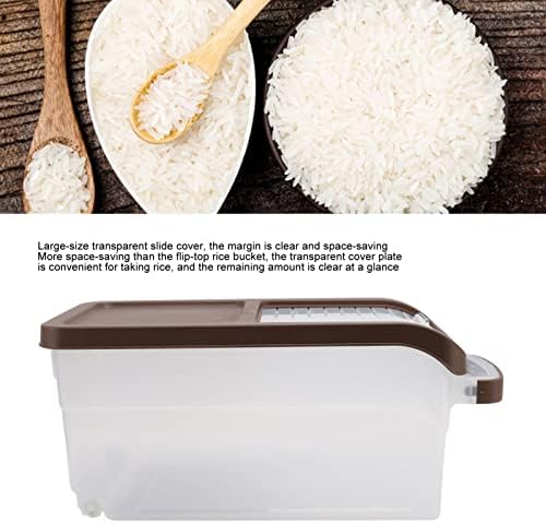 QSTNXB 10kg Запечатена кутија за складирање на ориз од ориз, контејнер за складирање на ориз од оценка за храна, транспарентно покритие за слајд со големи димензии со тр?