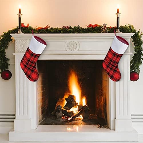 Црвено и црно биволско шкотски тартан карирана карирана персонализирана Божиќна порибување дома Божиќно дрво камин виси украси
