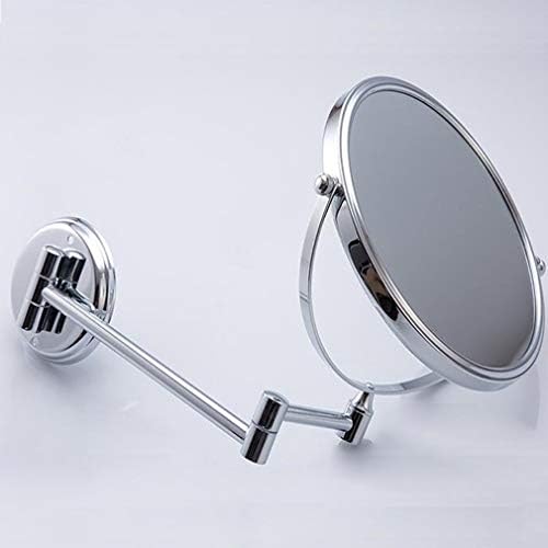 Шминка Vanity Mirror, 3x зголемување на огледалото за убавина од двострана wallид монтиран козметичко огледало 360 ° вртење на огледало за проширување на бањата, сребро