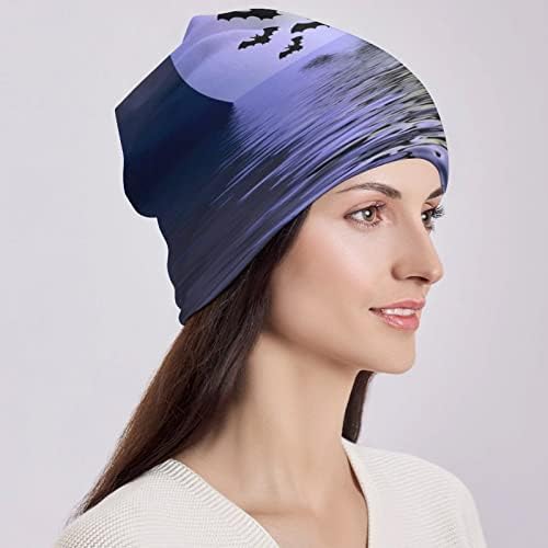 Баикутуан лилјаци под месечината печати бени капи за мажи жени со дизајни капа за череп