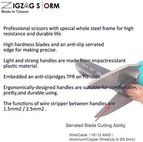 Зигзагстрм 6 не'рѓосувачки тешки професионални електричари ножици алуминиум бакар мек кабел направен во Тајван
