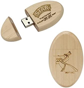 Врежано прилагодено дрво 8 GB USB Flash Drive Football форма со мермерни кутии за подароци, ласерско печатено лого овално дрвена палецот