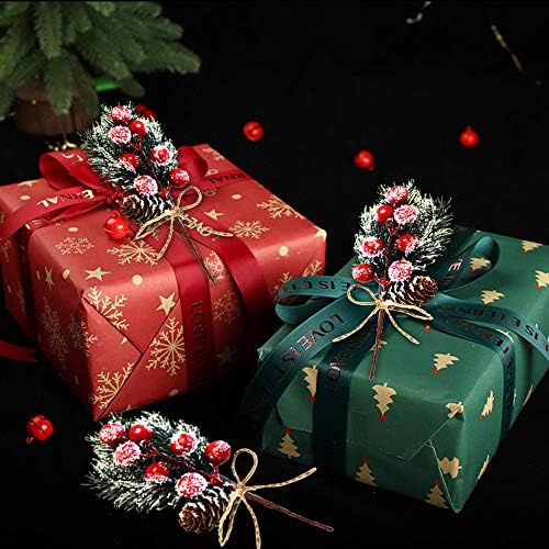 10 Спакувајте Божиќна Вештачка Гранка Од Борови Шишарки Од Бобинки За Декорација На Новогодишна Елка, Спреј За Стебла Од Црвени Бобинки