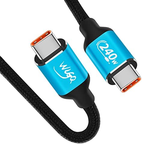 WLGQ USB-C до USB-C кабел 240W 100W [5FT 2-Pack], USB Type C полнач за брзо полнење кабел компатибилен со MacBook Pro 2022, iPad Pro 2022,
