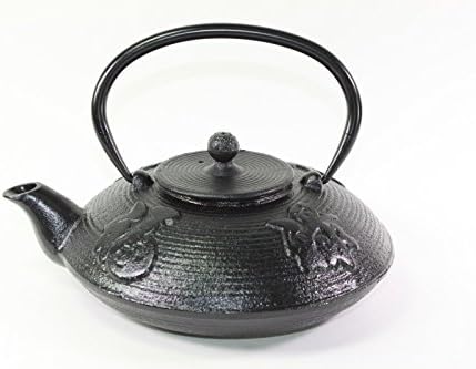 急須きゅうす Јапонски антички 24 fl Oz Black Fu lu Shou xi Кинески леано железо чајник Тетсубин со инфузер