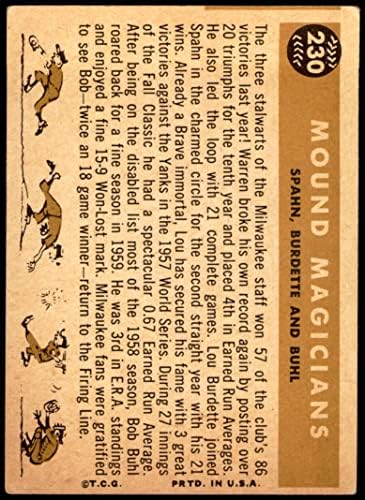 1960 Топпс 230 магионичари Луит Бурдет / Ворен Спахн / Боб Бухл Милвоки Брејвс Дин картички 2 - Добри храбри
