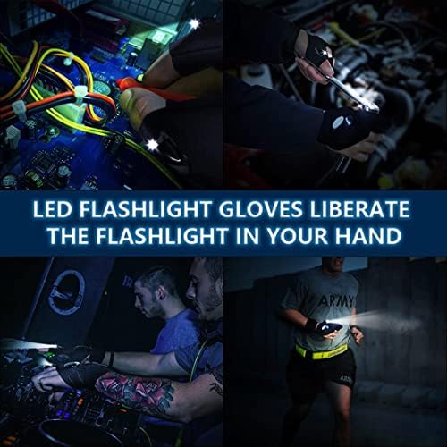 Еластични раце бесплатни нараквици на LED фенерче за поправка, риболов, кампување, пешачење на темни места, 1 пар гаџети, подароци за роденден,