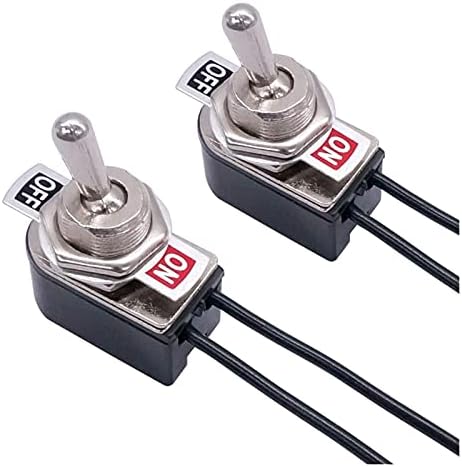 Houcy 2PCS Latching Toggle Switch SPST 2 Позиција Вклучено/Исклучено 6A 125V AC 10A 12V DC Инцидентен 5,2 инчен приклучок за приклучување