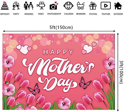 Среќен Ден На Мајката Банер Украси Мајки Ден Знаме на Отворено 5x3ft, Мајка Подароци За Внатрешен Дом Куќа Декор Партија Материјали, Дворот Знак