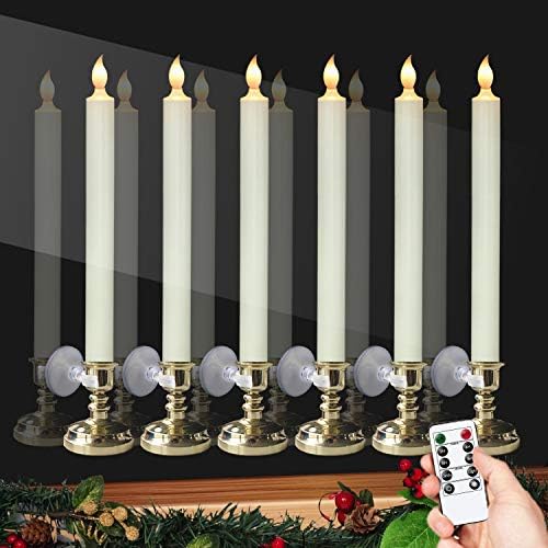 Dromance Flamless Window Candles со далечински и тајмер, LED -свеќи со батерија управувани со лапчиња со вшмукувачки чаши сет