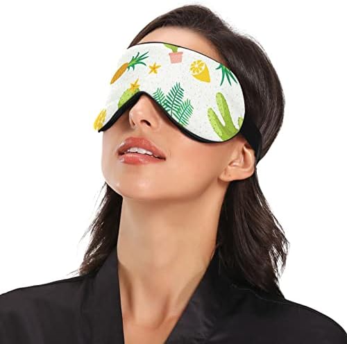 Unisex Sleep Mask Eye Mask Ананас-киви-кактус-лимон ноќ за спиење маска удобно покритие за сенка на очите