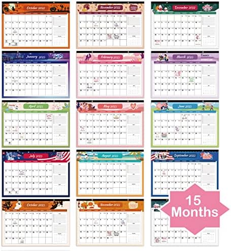 Кисдо Голем Ѕиден Календар 2022-2023, Календар На Биро со список со задачи и белешки, Календар од 15 Месеци од Октомври.2022-Декември. 2023,