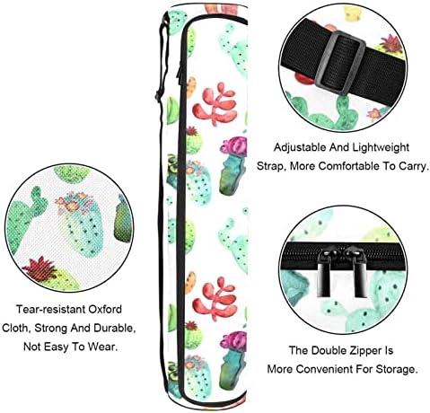 Agгдн Јога Мат Торба, Акварел Живописни Кактус Вежба Јога Мат Превозникот Целосна Поштенски Јога Мат Носат Торба Со Прилагодливи Лента За Жени Мажи