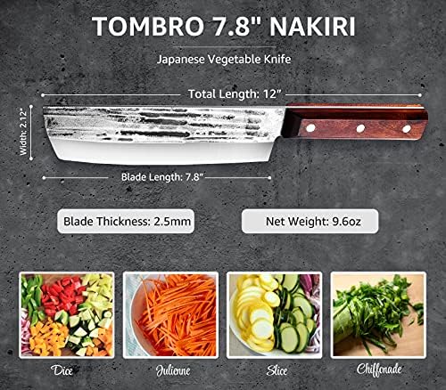 Гробница 7,8 Накири нож - нож за расчистување на зеленчук, јапонски нож за готвачи со висок јаглероден челик Киритсуке кујнски нож со октагонална