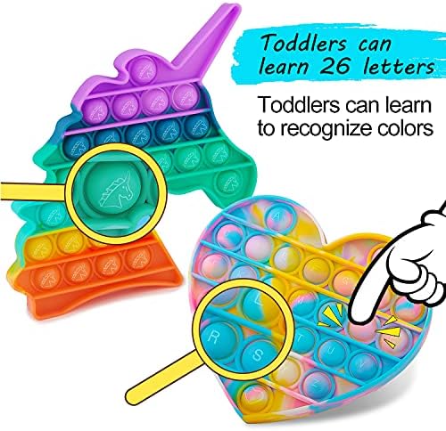 Dalojoe Pop Fidget Toy, Push Bubble Pop Fidget играчка, 4 пакувања силиконски сензорни играчки, материјали за учење на аутизам