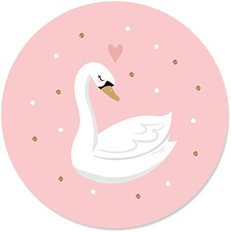 Лебедово соир - Бели лебеди за бебешки туш или етикети за налепници за роденденски партии - 24 брои