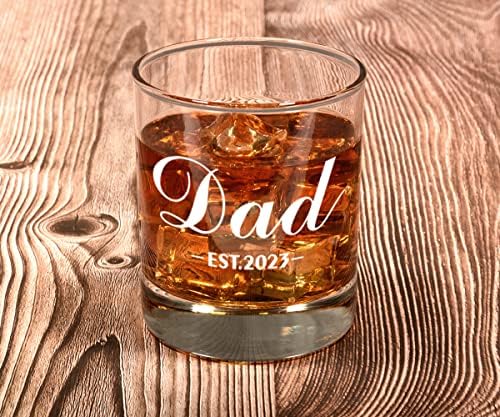 Нов Татко Подароци за Мажи-E 2023 Смешно Стакло За Виски На Тато-Одличен Подарок За Татковците Да Бидат, Иден Татко, Прв Пат Тато, Тато