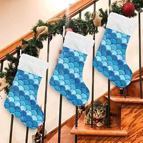 Алаза Божиќни чорапи сирена риба скала бран јапонски класичен персонализиран големи декорации за порибување за семејни празнични сезони