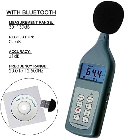 BHVXW Професионален рачен дигитален дигитален звук на бучава мерач на мерач 30 ~ 130dB опсег + ЦД софтвер и USB