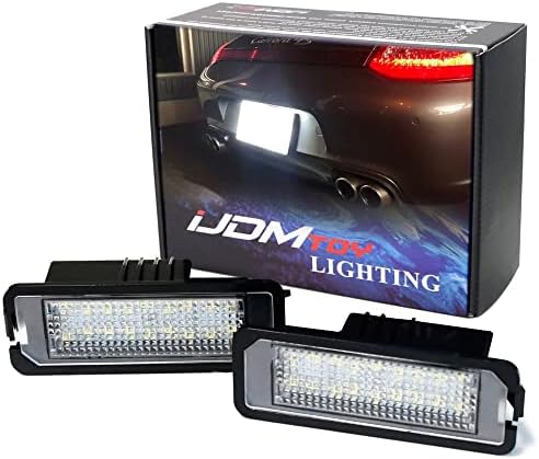 iJDMTOY OEM-Fit 3W Комплетна LED Регистарски Таблички Компатибилен Со Folkswagen Голф GTi CC Зајак Eos Буба Porsche Cayman Carrera Cayenne Boxster, 18-SMD Ксенон Бела LED &засилувач; Може-Автобуска Грешка С