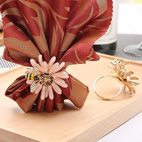 Lyе прстен на салфетка 10 парчиња креативна пчела цвет салфетка тока западно-стил цинк легура прстен со високи ресторани за украсување ткиво