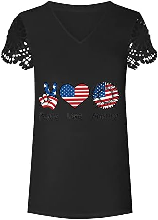 Денот на независноста кошула за жени со кратки ракави на кратки ракави на 4 -ти јули маички врвни американско знаме графички повлекувачи
