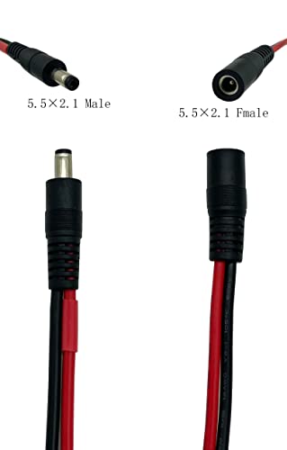 Кабел за продолжување на напојувањето DAFENSOY 14AWG DC, со држач за осигурувачи, DC 5,5 x 2,1 mm машки до женски продолжен кабел 0,4m, користен