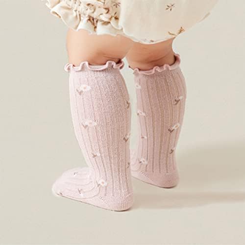 Бебе девојки колено чорапи со чорапи, чувајте топло памук чорап униформа чорапи за деца за новороденчиња